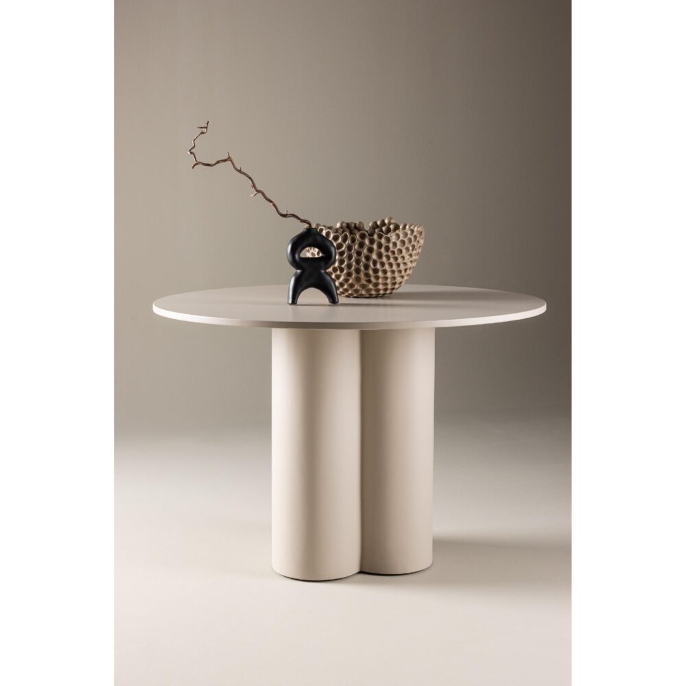 ronde beige eettafel 110 cm afbeelding 7