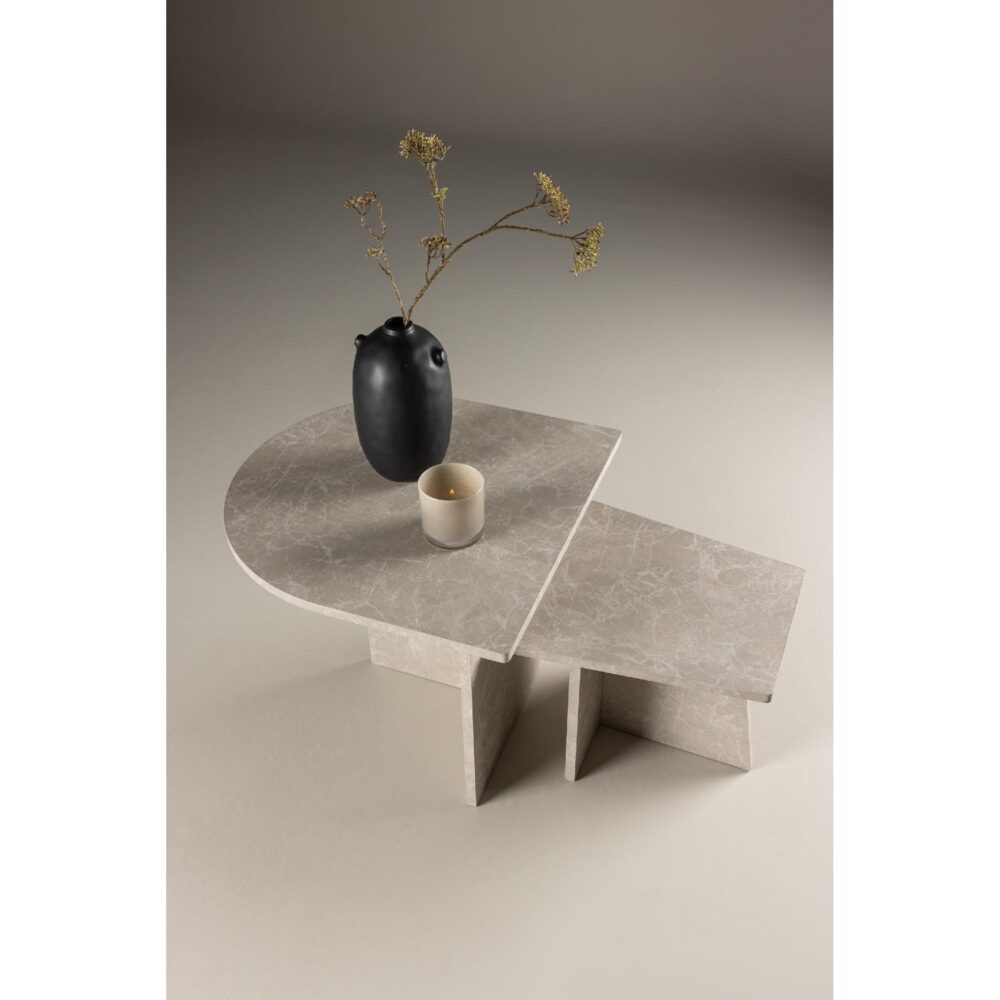 beige marmerlook salontafel set afbeelding 8