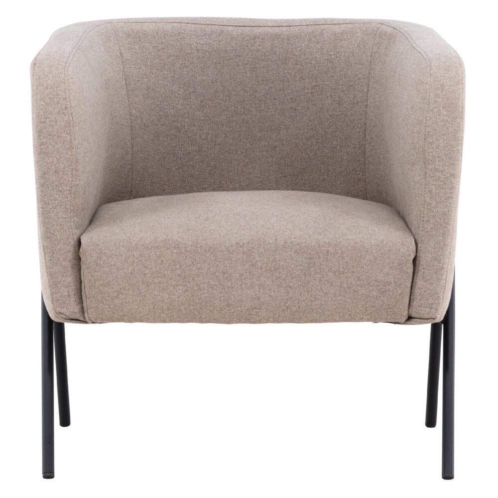 beige stoffen fauteuil met metalen poten afbeelding 1