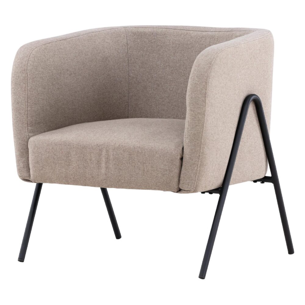 beige stoffen fauteuil met metalen poten afbeelding 2