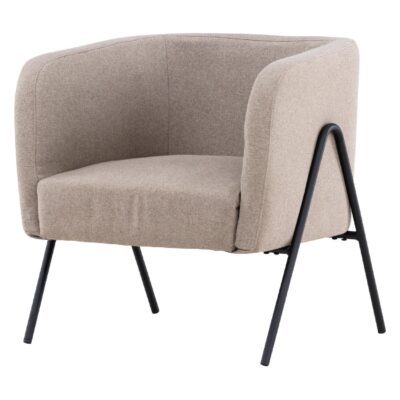 beige stoffen fauteuil met metalen poten afbeelding 2