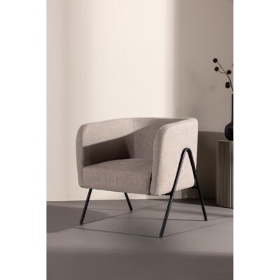 beige stoffen fauteuil met metalen poten afbeelding 9