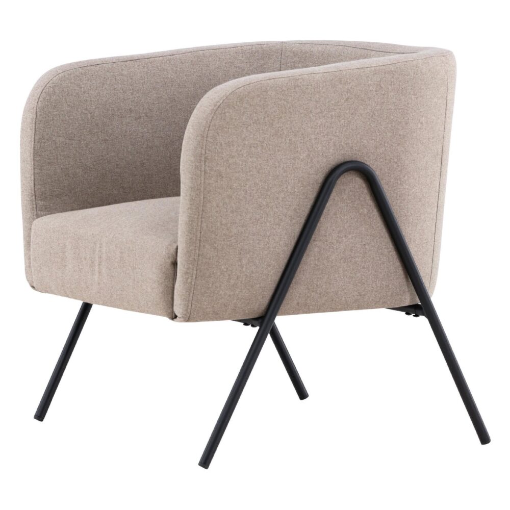 beige stoffen fauteuil met metalen poten afbeelding 3