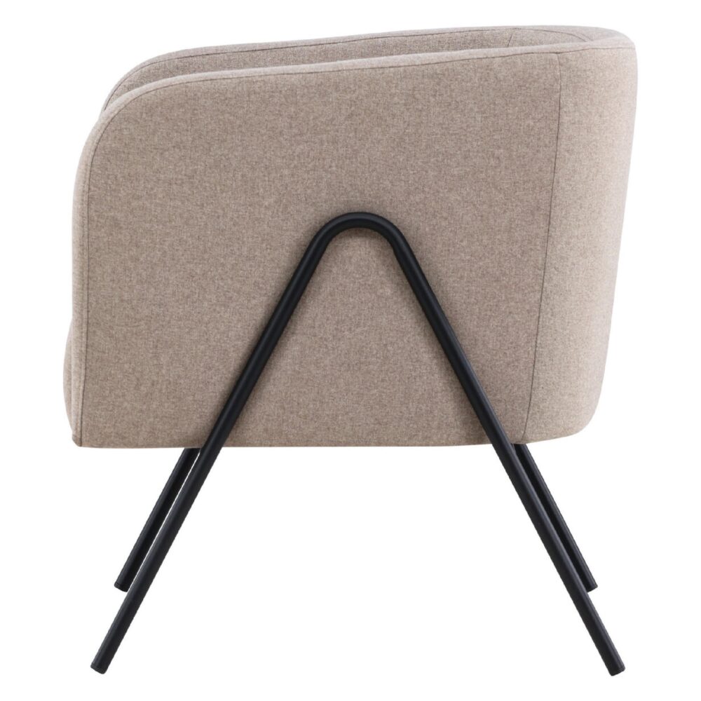 beige stoffen fauteuil met metalen poten afbeelding 4