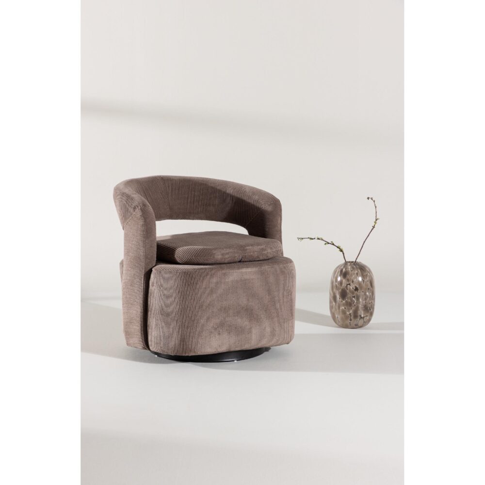 draaifauteuil Ellan bruin ribstof afbeelding 8
