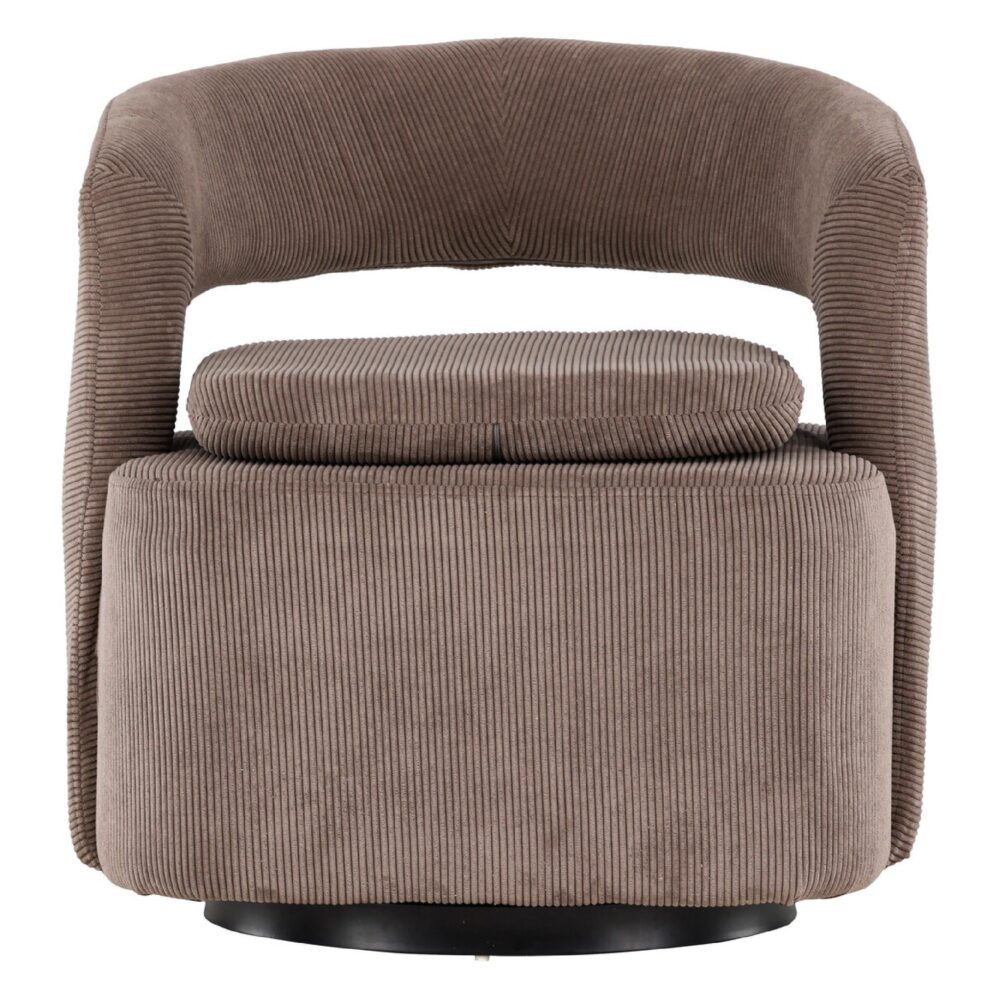 draaifauteuil Ellan bruin ribstof afbeelding 1