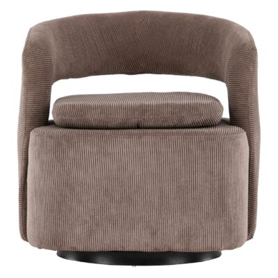 draaifauteuil Ellan bruin ribstof afbeelding 1