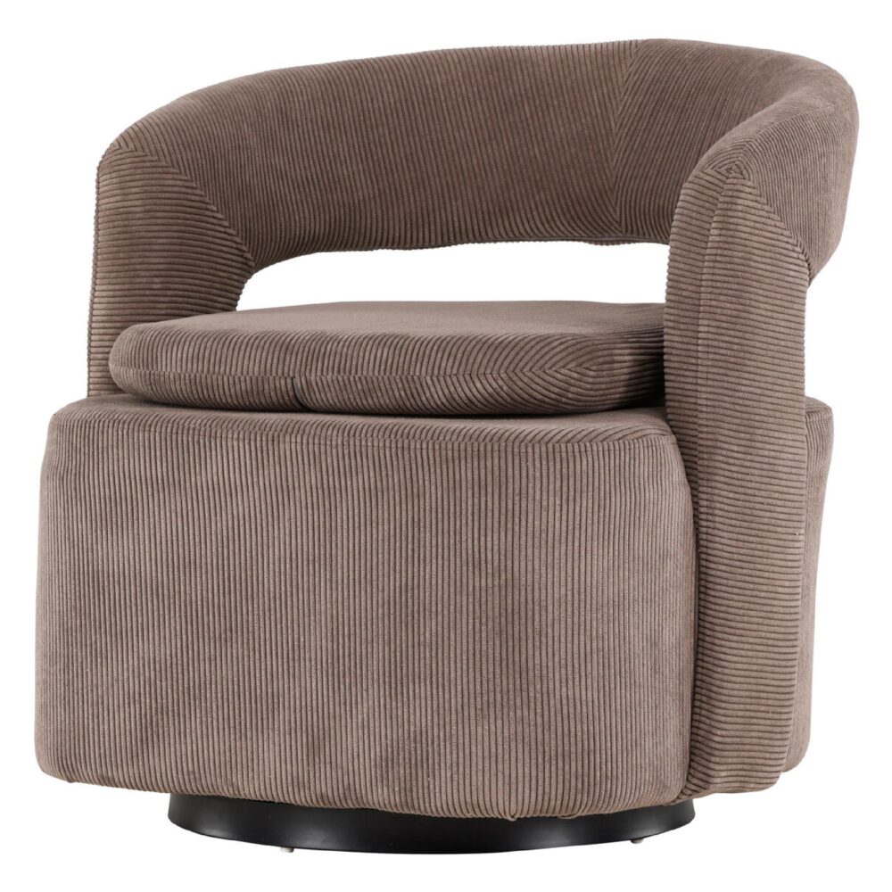 draaifauteuil Ellan bruin ribstof afbeelding 2