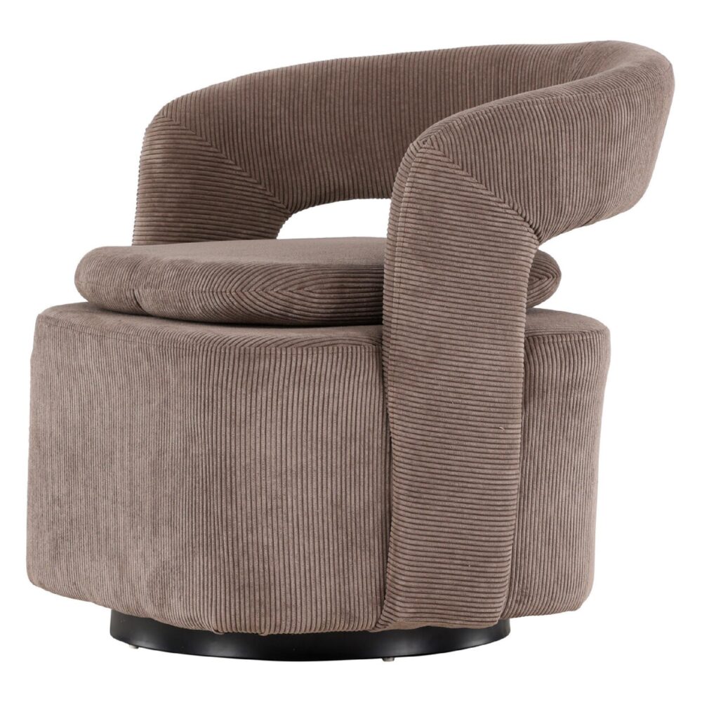 draaifauteuil Ellan bruin ribstof afbeelding 3
