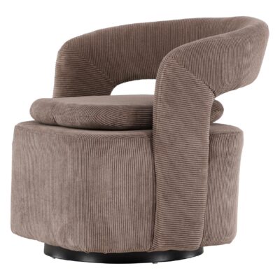 draaifauteuil Ellan bruin ribstof afbeelding 3