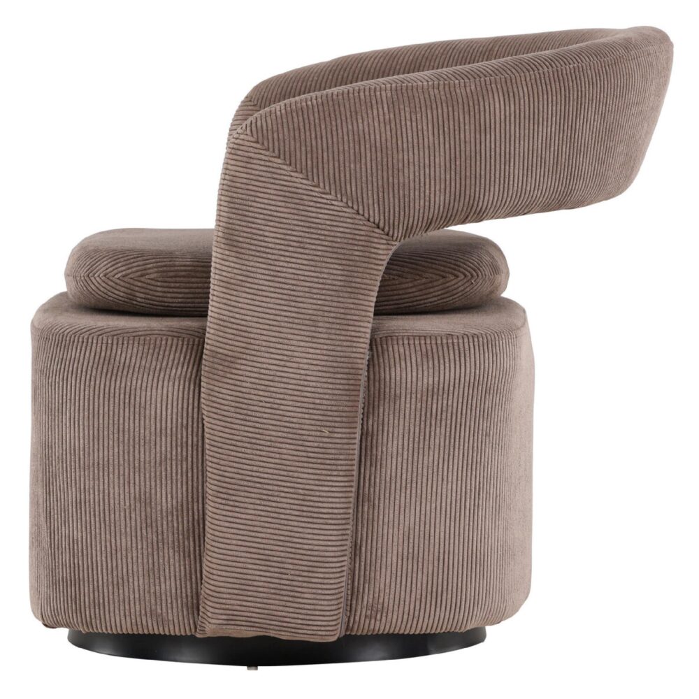 draaifauteuil Ellan bruin ribstof afbeelding 4