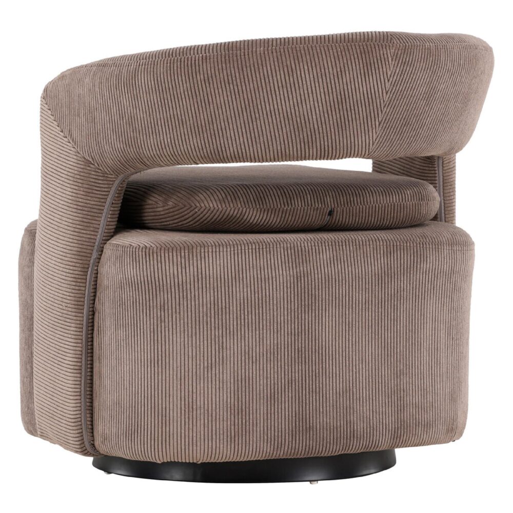 draaifauteuil Ellan bruin ribstof afbeelding 6