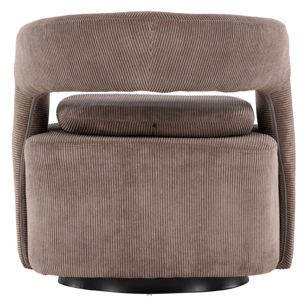 draaifauteuil Ellan bruin ribstof afbeelding 7