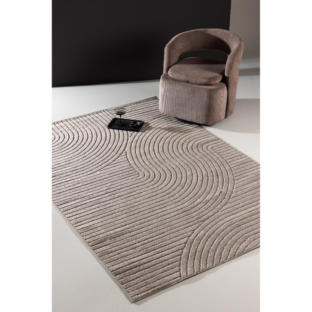 modern bruin gestreept vloerkleed 230x160 afbeelding 3