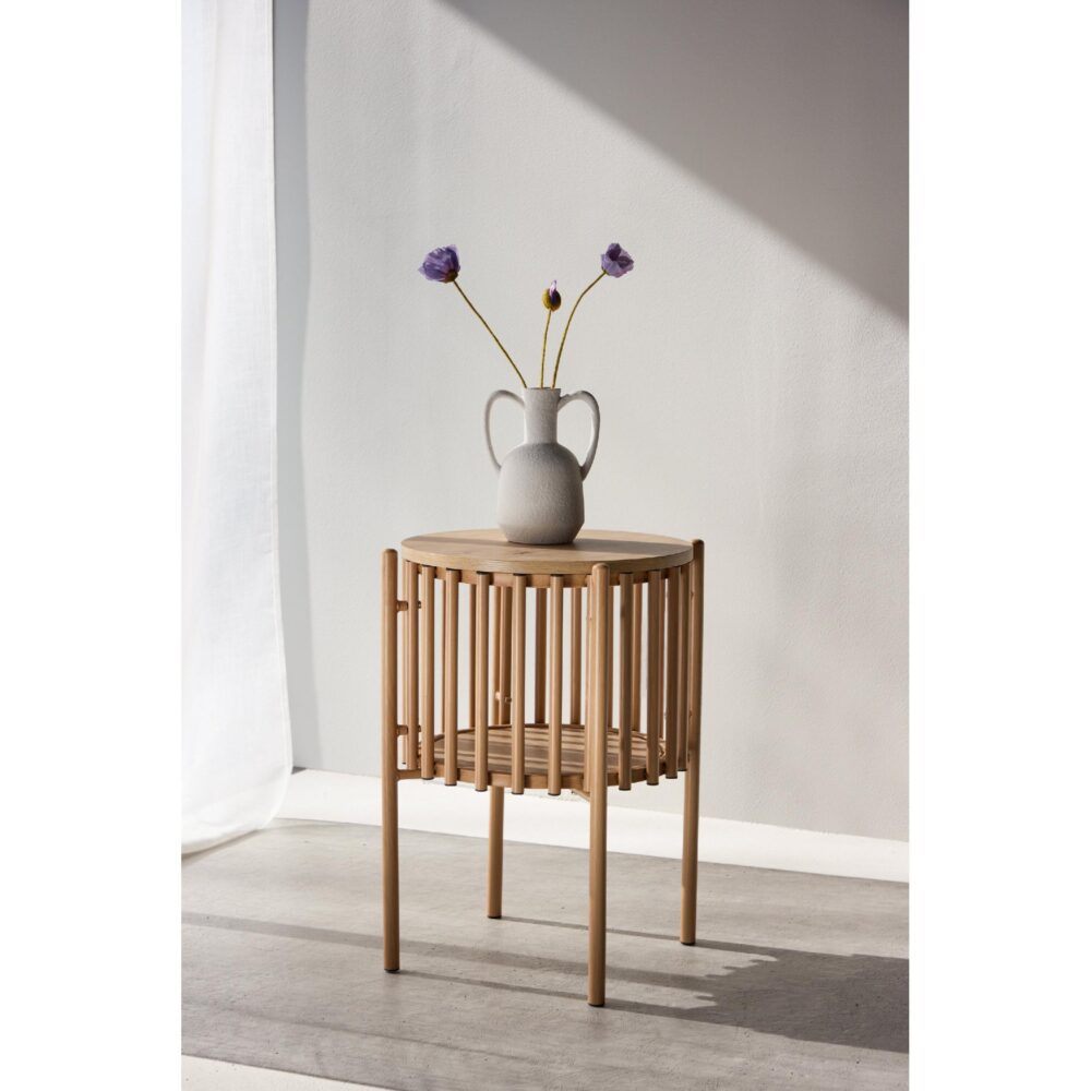 ronde Scandinavische bijzettafel houtlook afbeelding 5