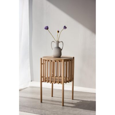 ronde Scandinavische bijzettafel houtlook afbeelding 5