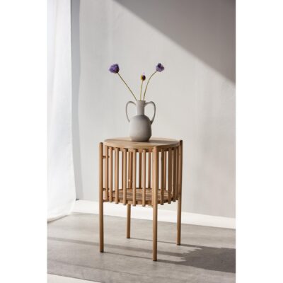 ronde Scandinavische bijzettafel houtlook afbeelding 5