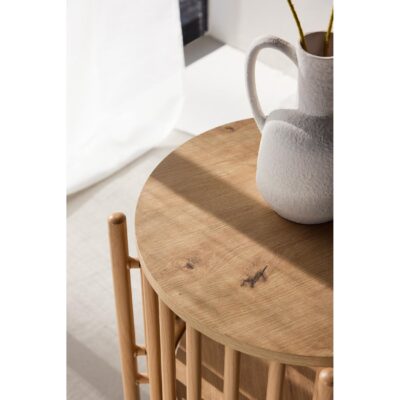 ronde Scandinavische bijzettafel houtlook afbeelding 7