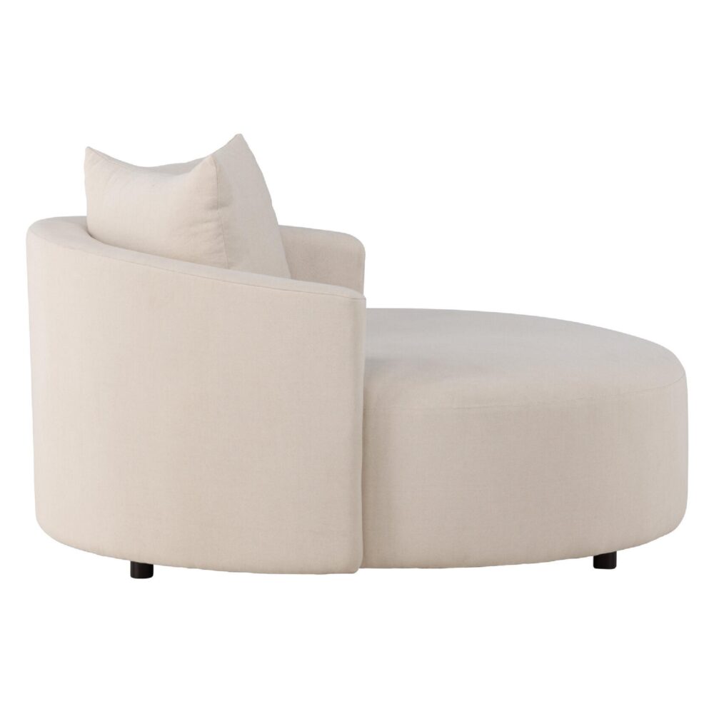 ronde beige linnen bank 150 cm afbeelding 2