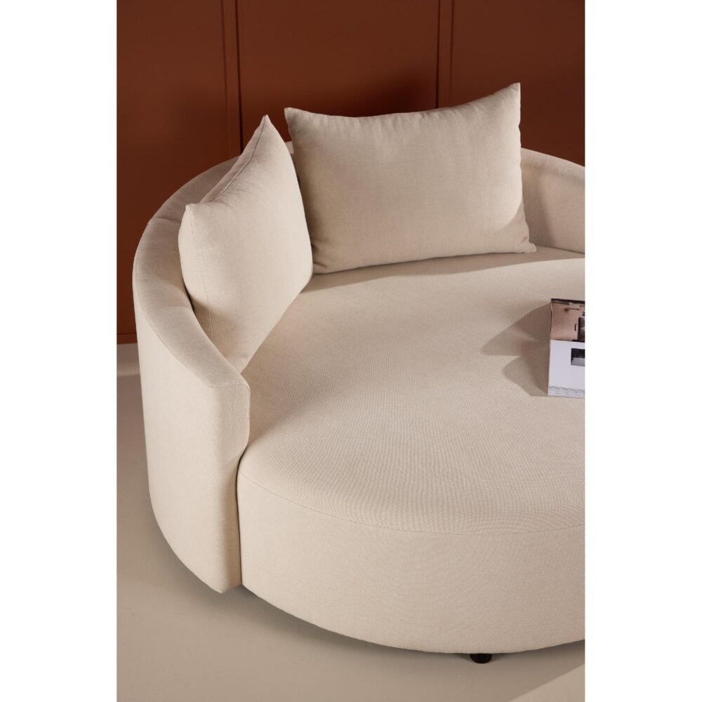 ronde beige linnen bank 150 cm afbeelding 8