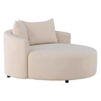 ronde beige linnen bank 150 cm afbeelding 3