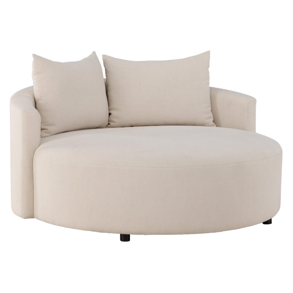 ronde beige linnen bank 150 cm afbeelding 1