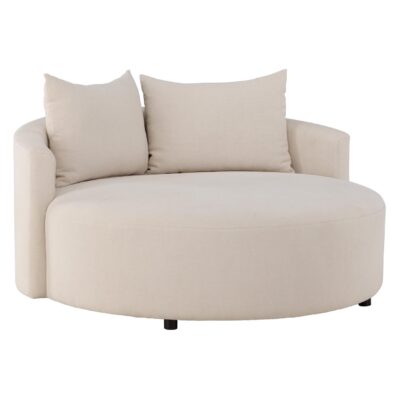 ronde beige linnen bank 150 cm afbeelding 1