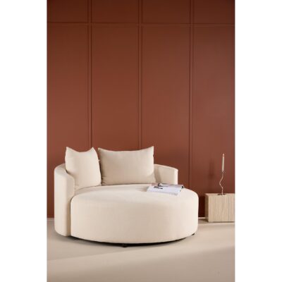 ronde beige linnen bank 150 cm afbeelding 9