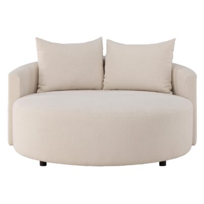 ronde beige linnen bank 150 cm afbeelding 4