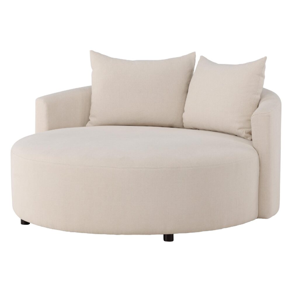 ronde beige linnen bank 150 cm afbeelding 5