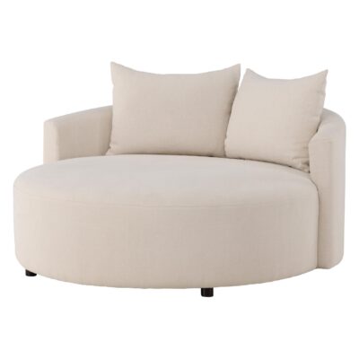 ronde beige linnen bank 150 cm afbeelding 5