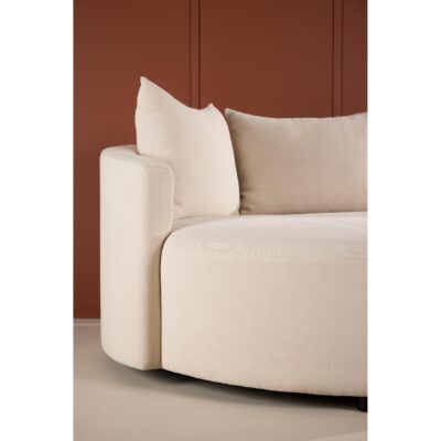 ronde beige linnen bank 150 cm afbeelding 10