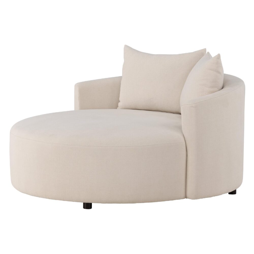 ronde beige linnen bank 150 cm afbeelding 6