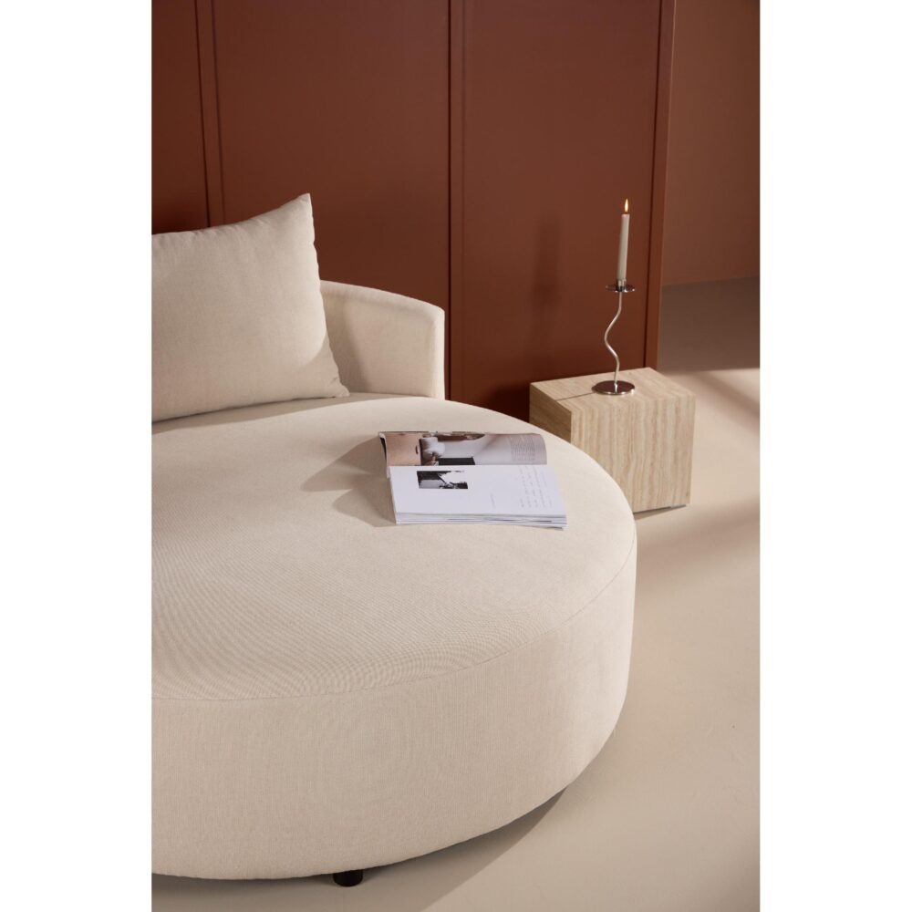 ronde beige linnen bank 150 cm afbeelding 12