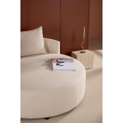 ronde beige linnen bank 150 cm afbeelding 12