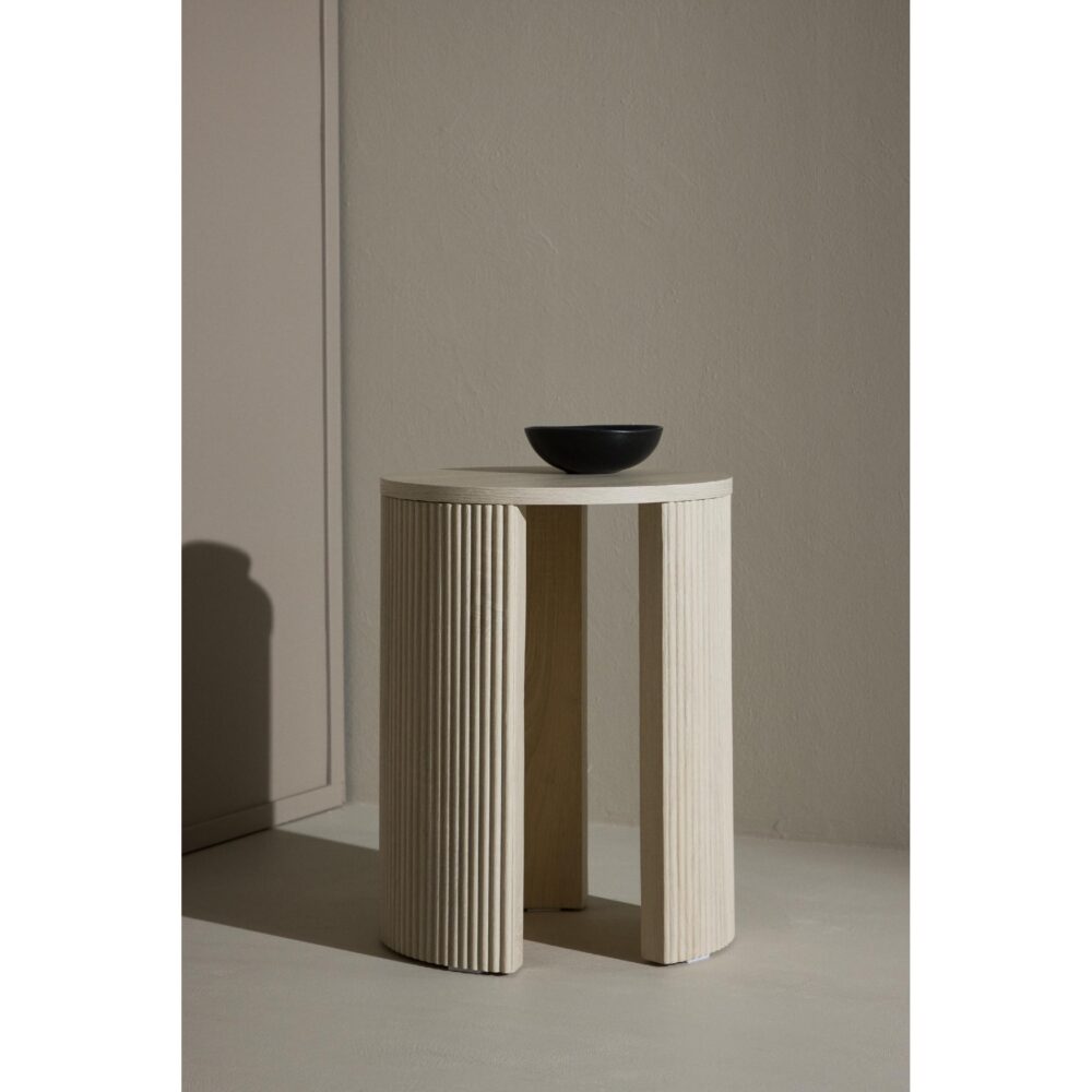 ronde whitewash bijzettafel MDF afbeelding 5