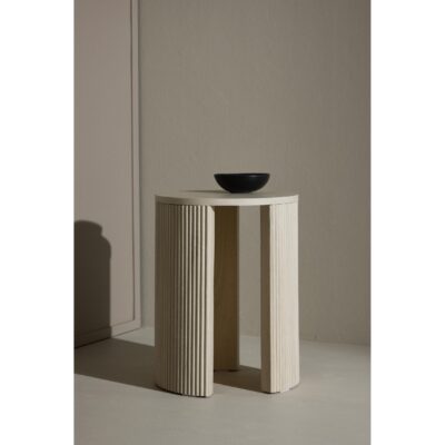 ronde whitewash bijzettafel MDF afbeelding 5