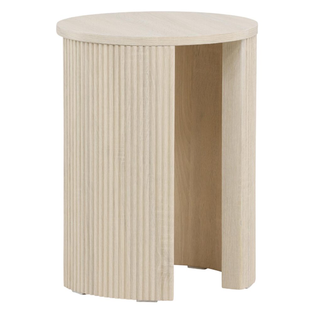 ronde whitewash bijzettafel MDF afbeelding 2