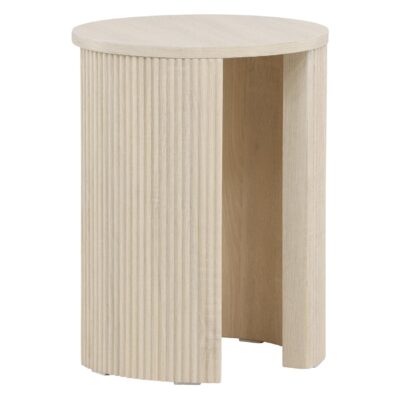 ronde whitewash bijzettafel MDF afbeelding 2