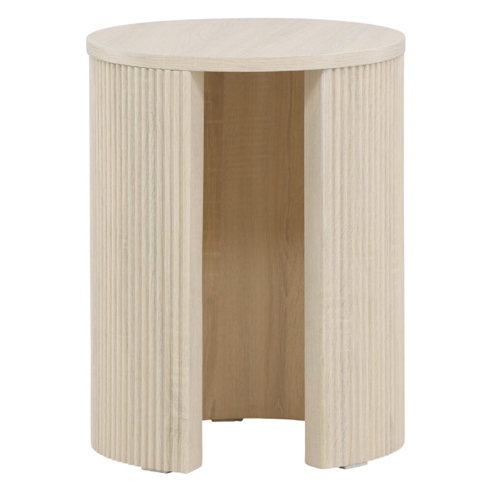 ronde whitewash bijzettafel MDF afbeelding 3