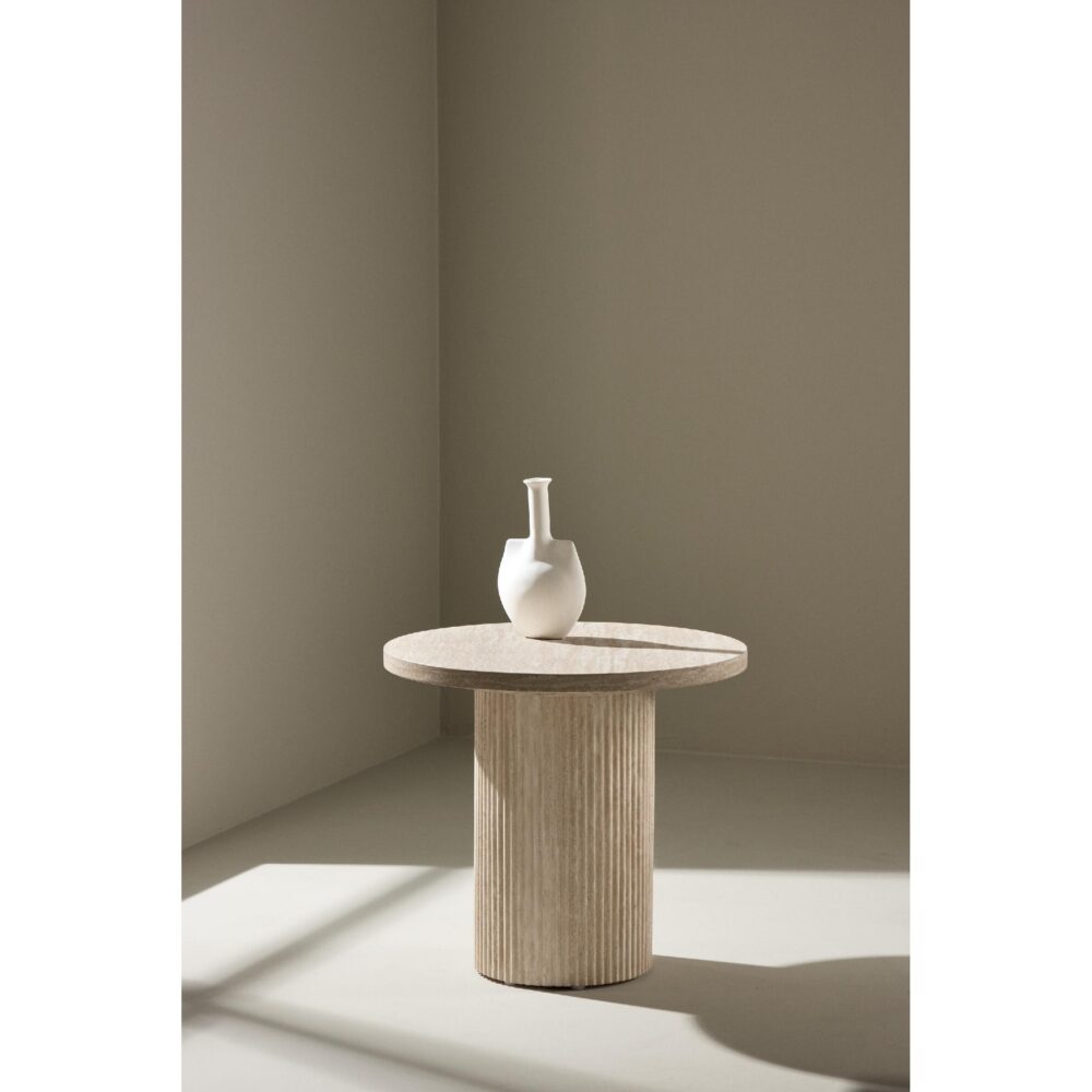 ronde bijzettafel travertinlook beige afbeelding 2