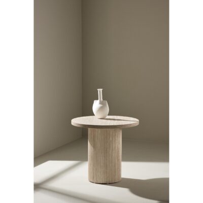 ronde bijzettafel travertinlook beige afbeelding 2