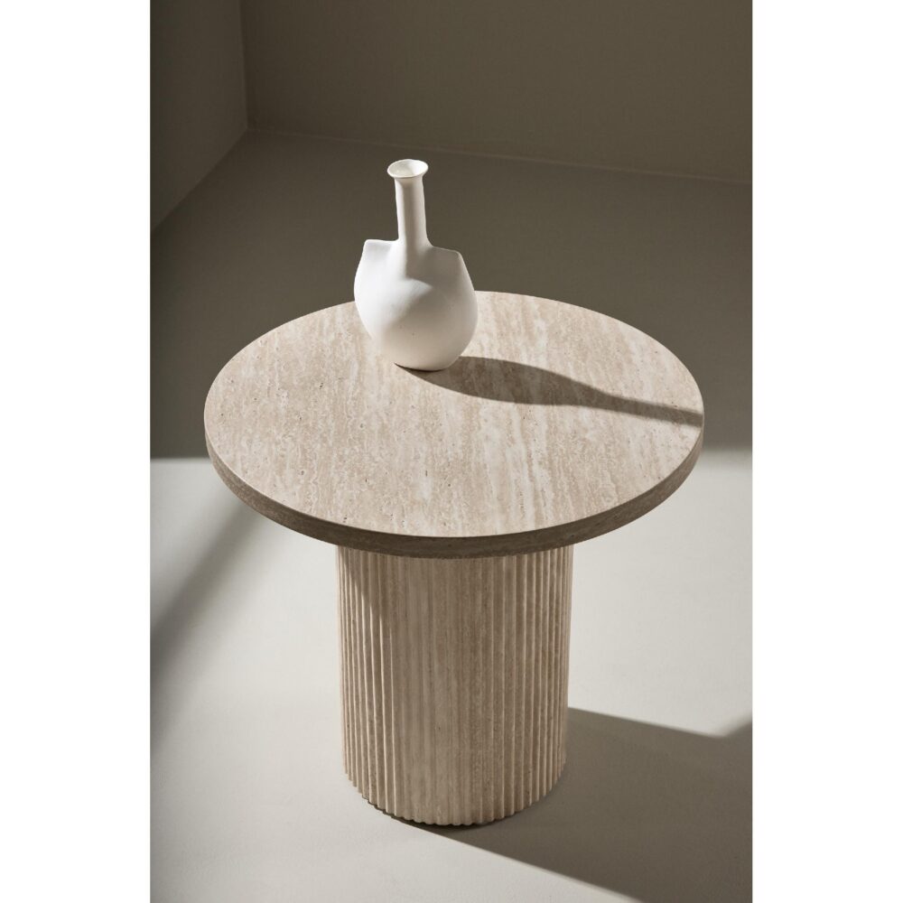 ronde bijzettafel travertinlook beige afbeelding 3