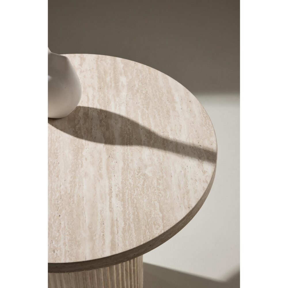 ronde bijzettafel travertinlook beige afbeelding 4