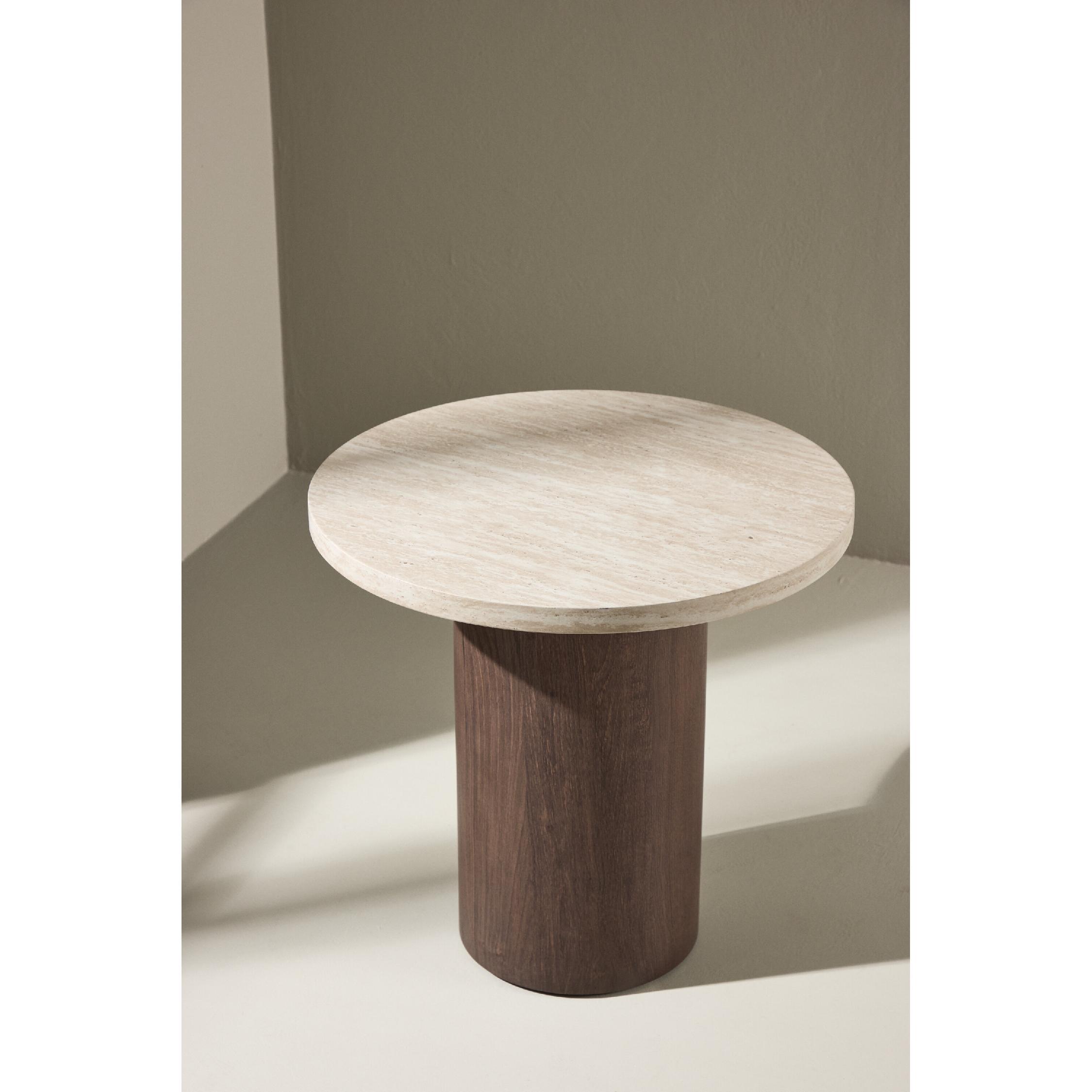 ronde bijzettafel Anli travertinlook ø50 afbeelding 3