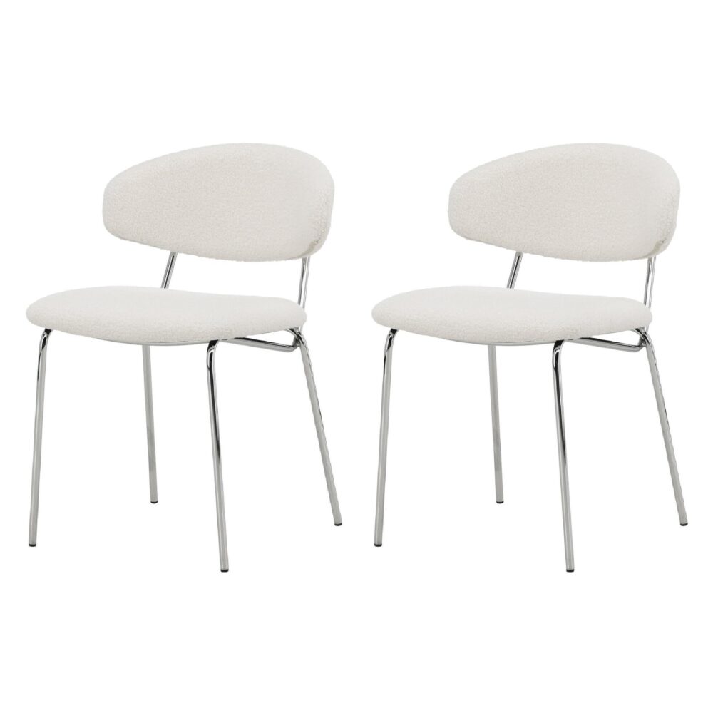 Menno witte bouclé eetkamerstoelen set van 2 afbeelding 1