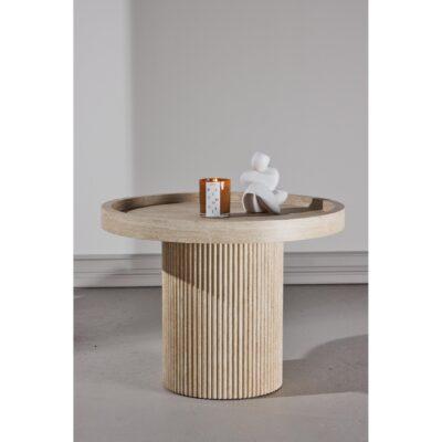 ronde travertinlook bijzettafel 60 cm beige afbeelding 8