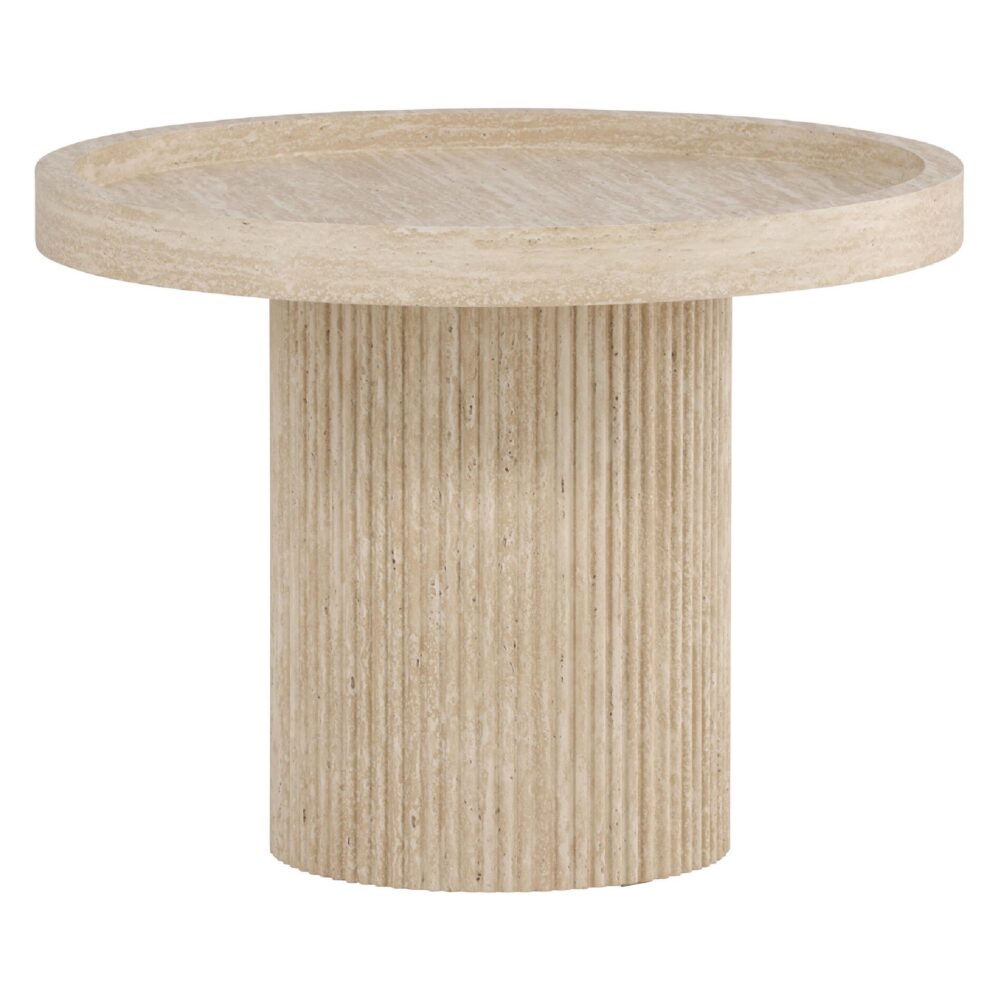 ronde travertinlook bijzettafel 60 cm beige afbeelding 1