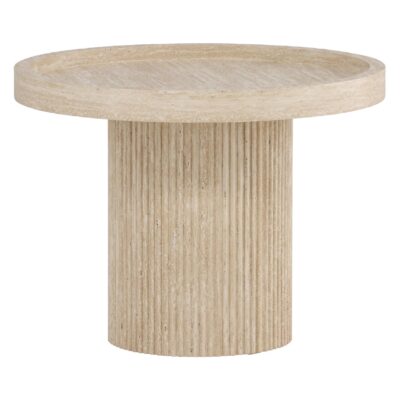 ronde travertinlook bijzettafel 60 cm beige afbeelding 1