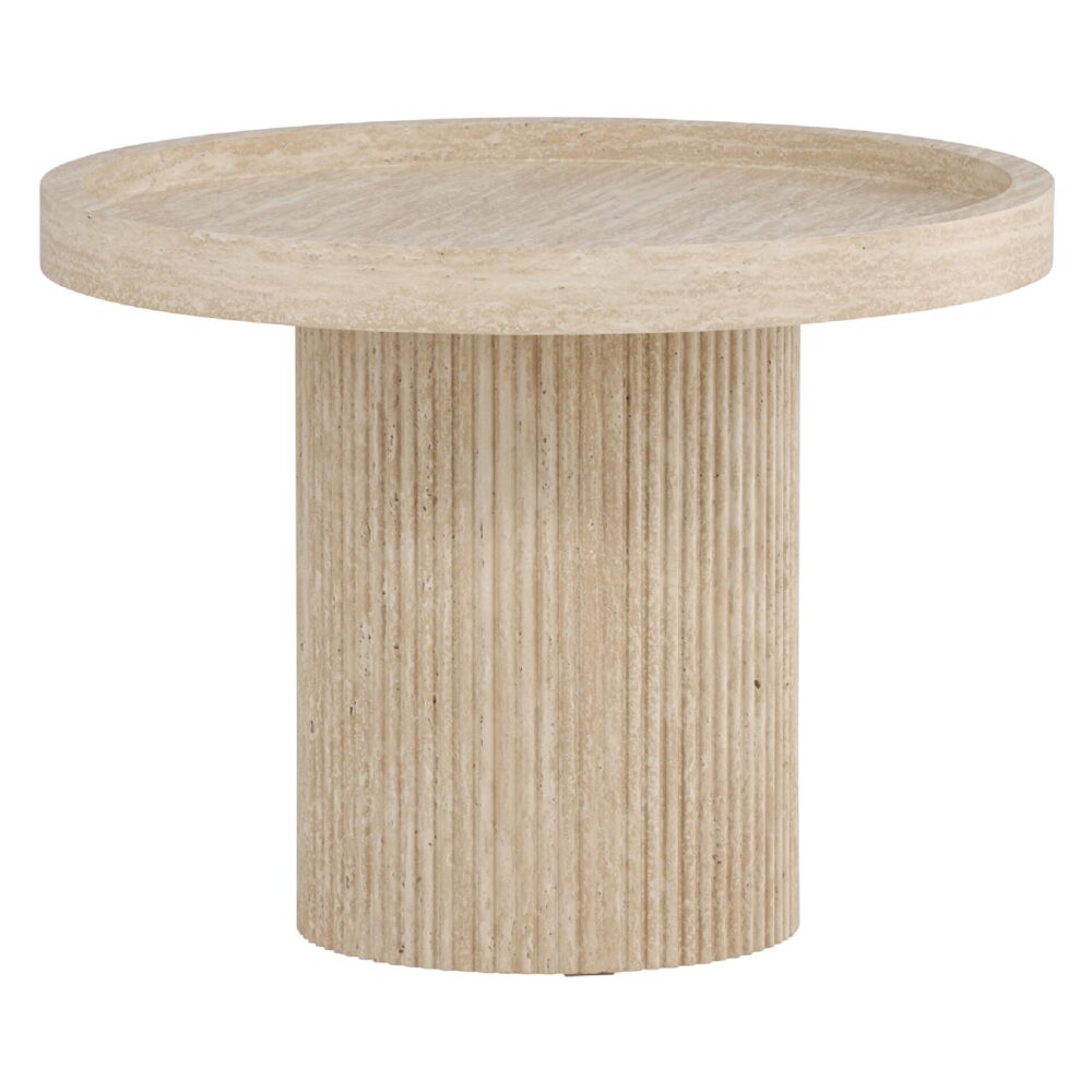 ronde travertinlook bijzettafel 60 cm beige afbeelding 2